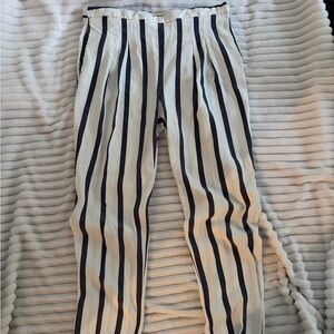 Zara Basic Navy and White Striped Pants